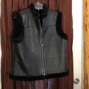 Faux for/leather reversible vest